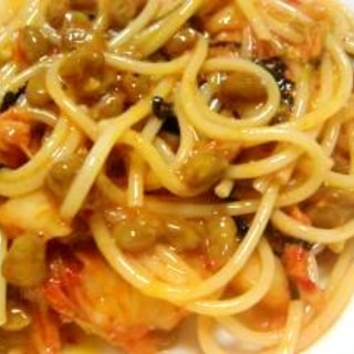 極旨！納豆キムチパスタ♪